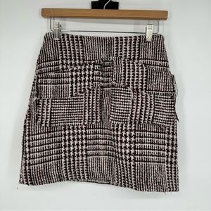 Line & Dot Revolve Red Black Cream Wool Blend Plaid Mini Skirt Small